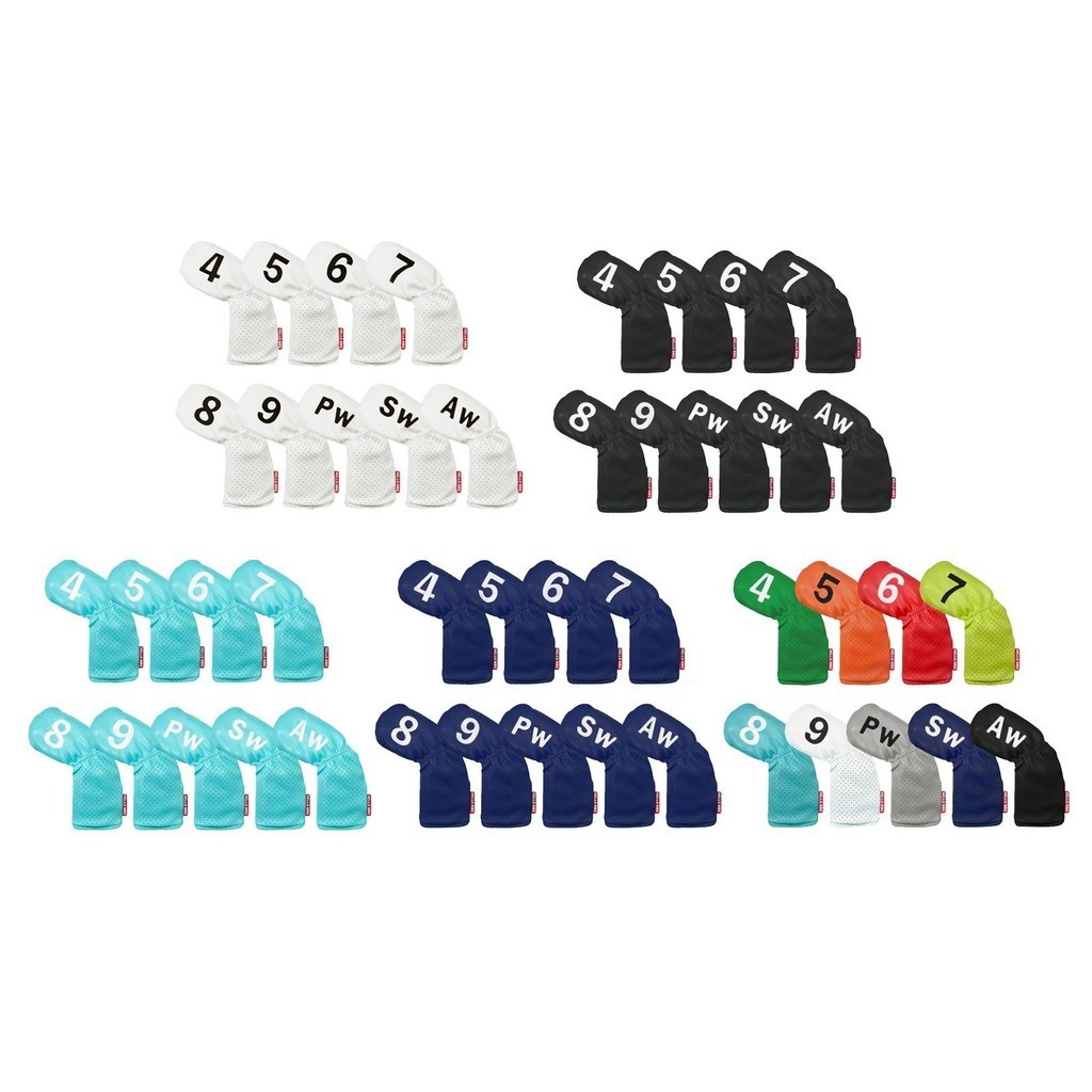 [unjitsh] 9 ชิ้น Club Iron Headcover 4,5,6,7,8,9,PW,SW,AW PU Guard เหมาะกับทุกยี่ห้อ