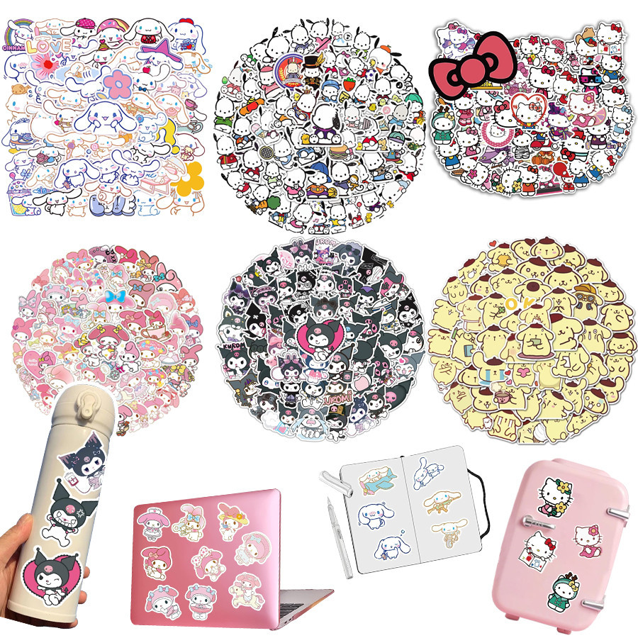 50pcs น่ารัก Cinnamoroll Kuromi My Melody สติกเกอร์ Sanrio กันน้ําตกแต่ง DIY สมุดภาพถ้วยแล็ปท็อปกระเป๋าเดินทางหมวกกันน็อคของเล่นเด็ก Decal