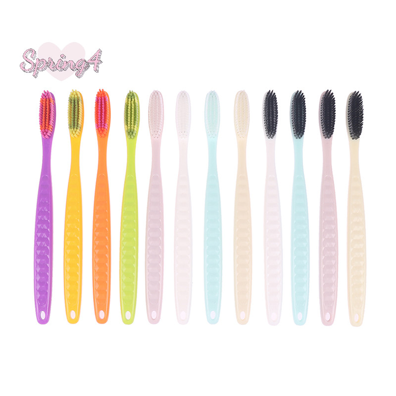 <Spring4> 4 ชิ้นนุ่มขนาดใหญ่ยาวแปรงสีฟันแปรงทําความสะอาดช่องปากฟันไวท์เทนนิ่ง