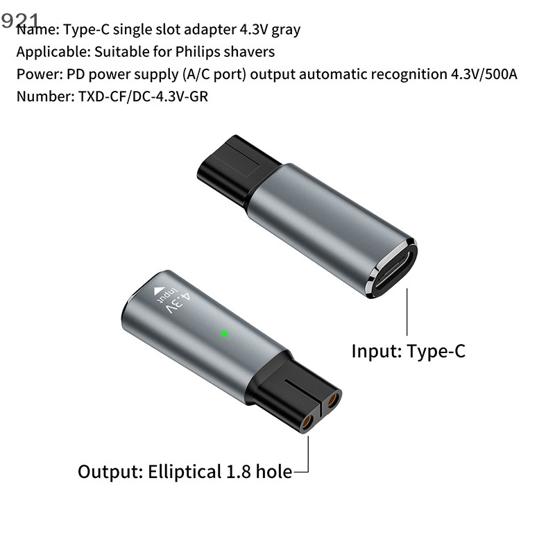 Nuannuaa 5V/4.3V/8V/15V USB-C Adapter สําหรับ Philips Shaver ชาร ์ จ Connector Type-C To Hair Clipper Charger Adapter พร ้ อมไฟแสดงสถานะ