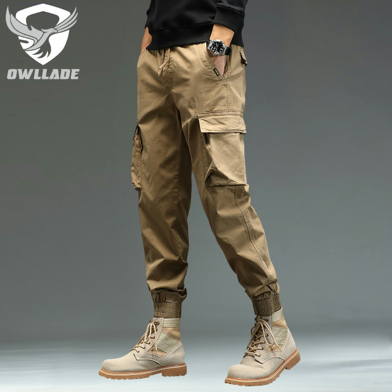 Eaglade Tactical Cargo Jogger Pants Loose for Men 605 in Khaki B02