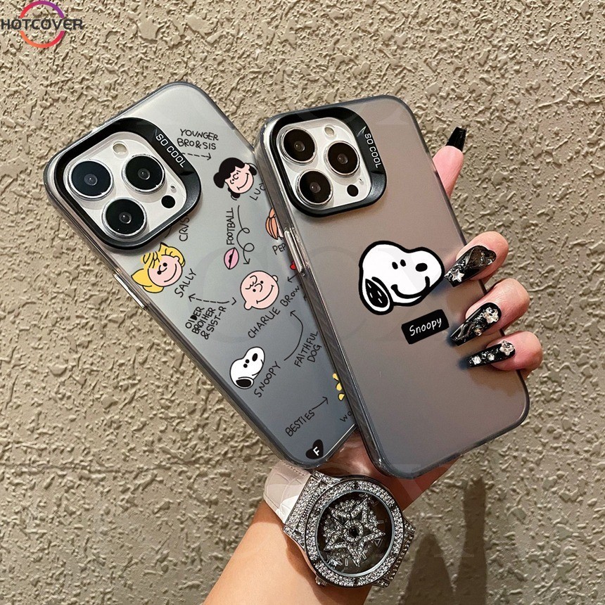 สําหรับ Vivo Y100 Y02 Y02A Y02T Y36 Y27 Y27S Y17S Y16 Y15S Y15A Y78 Y76 5G Y21 Y21S Y21A Y33S Y21T สองชั้นฝาครอบโทรศัพท์ Snoopy ฝาครอบโทรศัพท์การ์ตูนกันกระแทกหนังหนังหนังกรณีการ์ตูนS Y21T สองชั้น