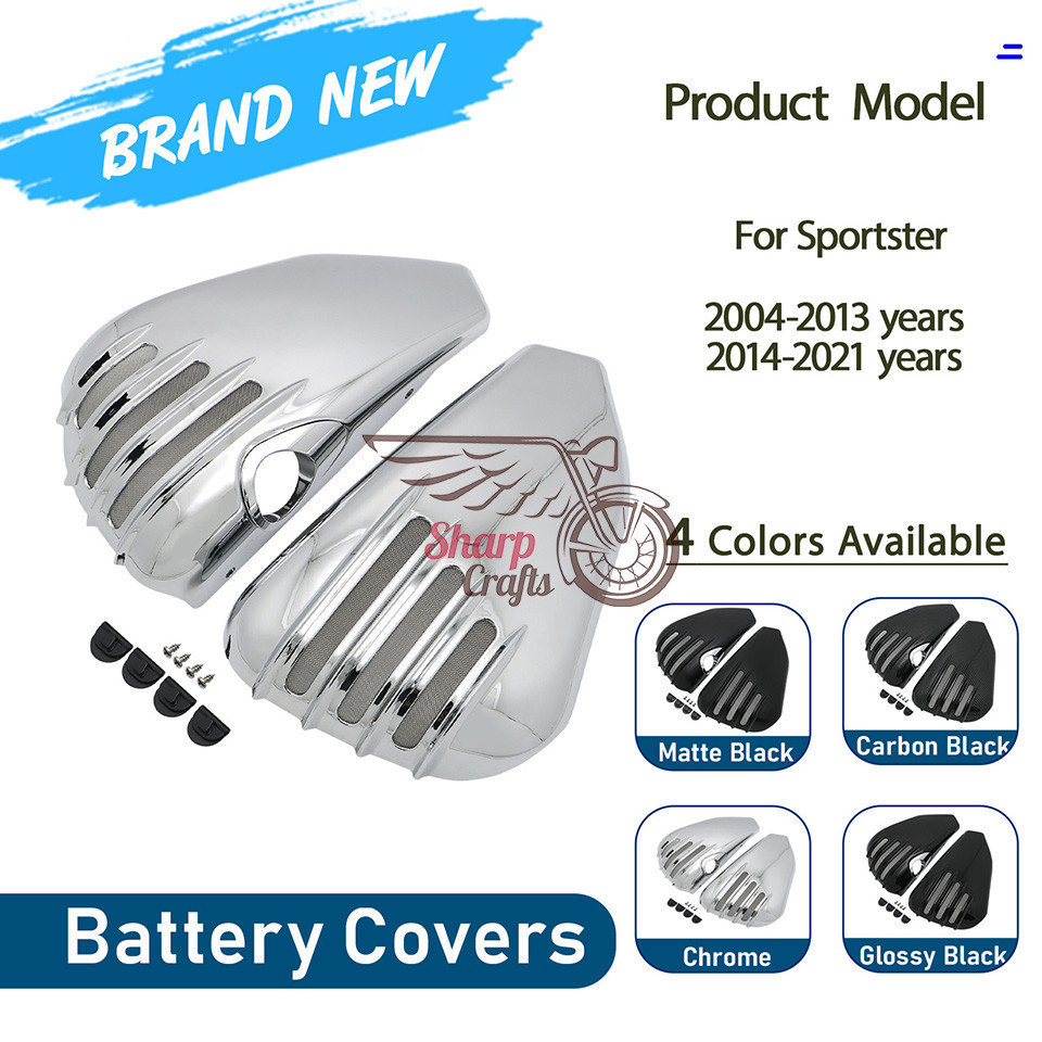 YJ Motorcycle Left & Right Side Battery Cover Fairing Frame Cap For Harley Sportster XL 883 1200 Iro