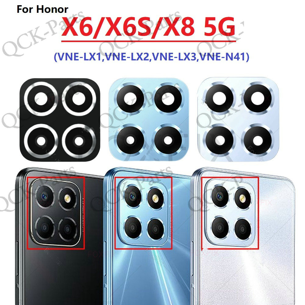 เลนส์กล้องด้านหลังสําหรับ Honor X6 X6S X8 5G VNE-LX1 VNE-LX2 VNE-LX3 VNE-N41 พร้อมกาวเปลี่ยน