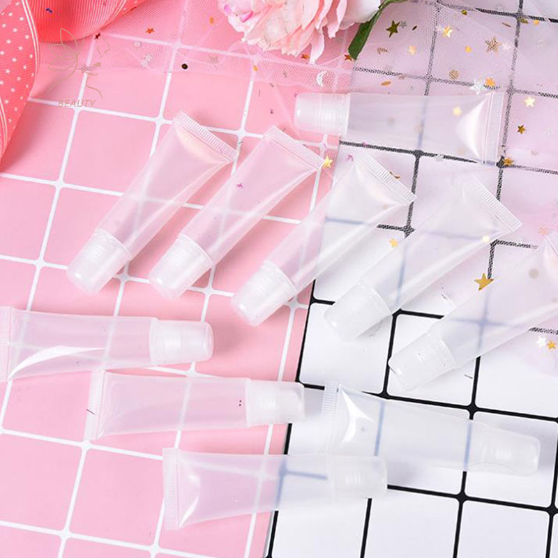[maybeauty ] 10 ชิ ้ นใหม ่ รีฟิล Empty Cosmetic Tube Lip Gloss Balm Clear Cosmetic Container {TH }