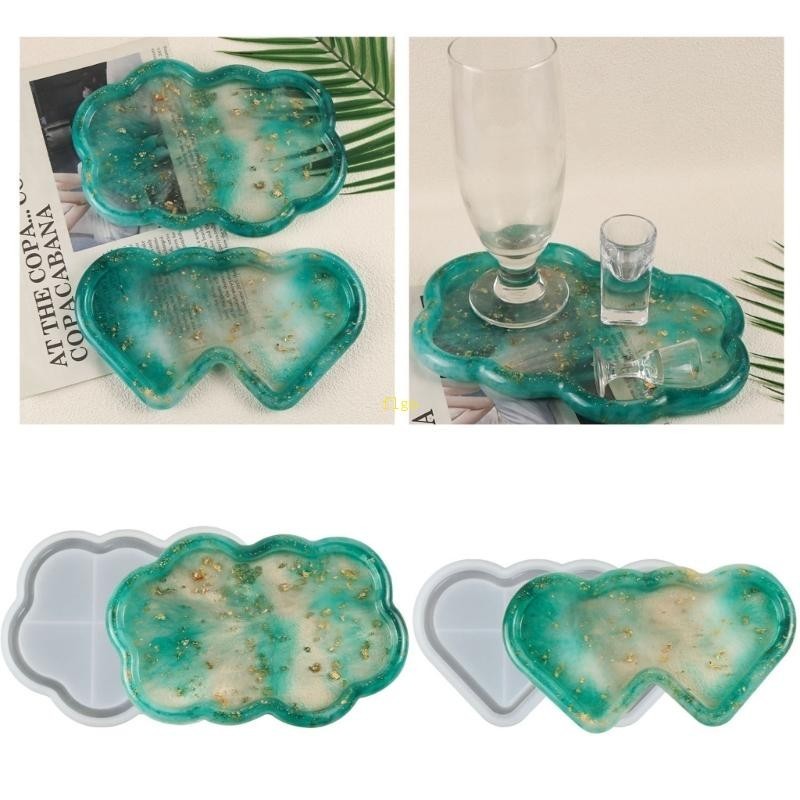 Flgo DIY ถาดแม่พิมพ์อีพ็อกซี่เรซิ่นจานผลไม้ Mat Coaster แม่พิมพ์ซิลิโคนสําหรับตกแต่งโต๊ะ