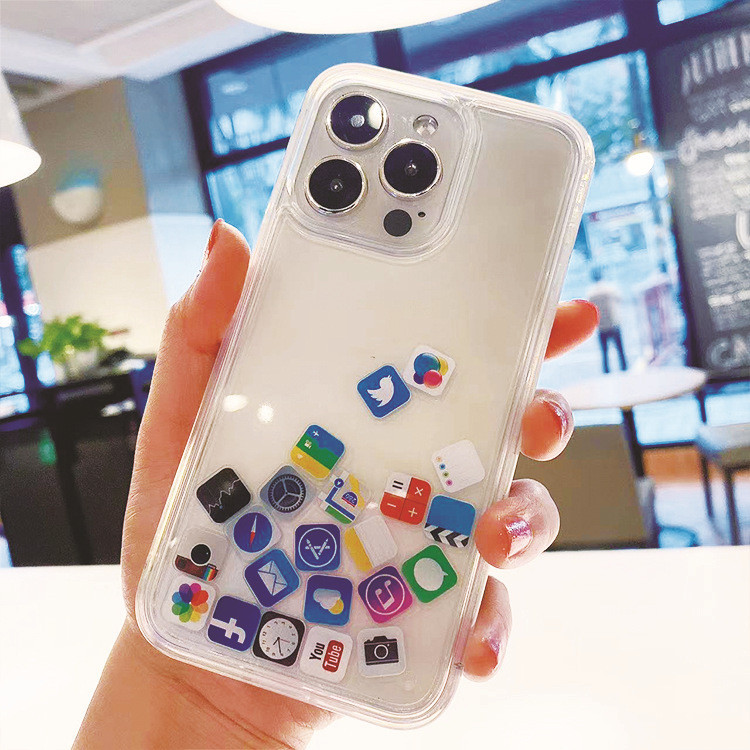 Glitter Small Programเคสโทรศัพท์เข้ากันได้กับiPhone11 12 13 14 15 pro max Creative iPhoneX/XS/XSMAX/XR iPhone16 Series 14/15/16plus 6/7/8 เคสโทรศัพท์โปร่งใส