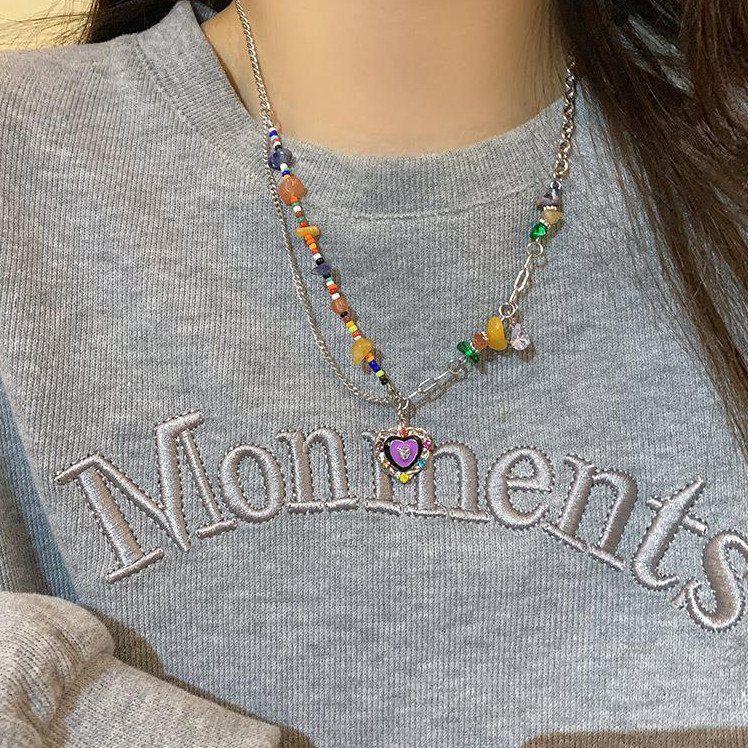 ฤดูร ้ อน Smile Star Heart จี ้ ลูกปัดสร ้ อยคอ Clavicle Chain Choker เครื ่ องประดับสําหรับ Sweet Cool Girls
