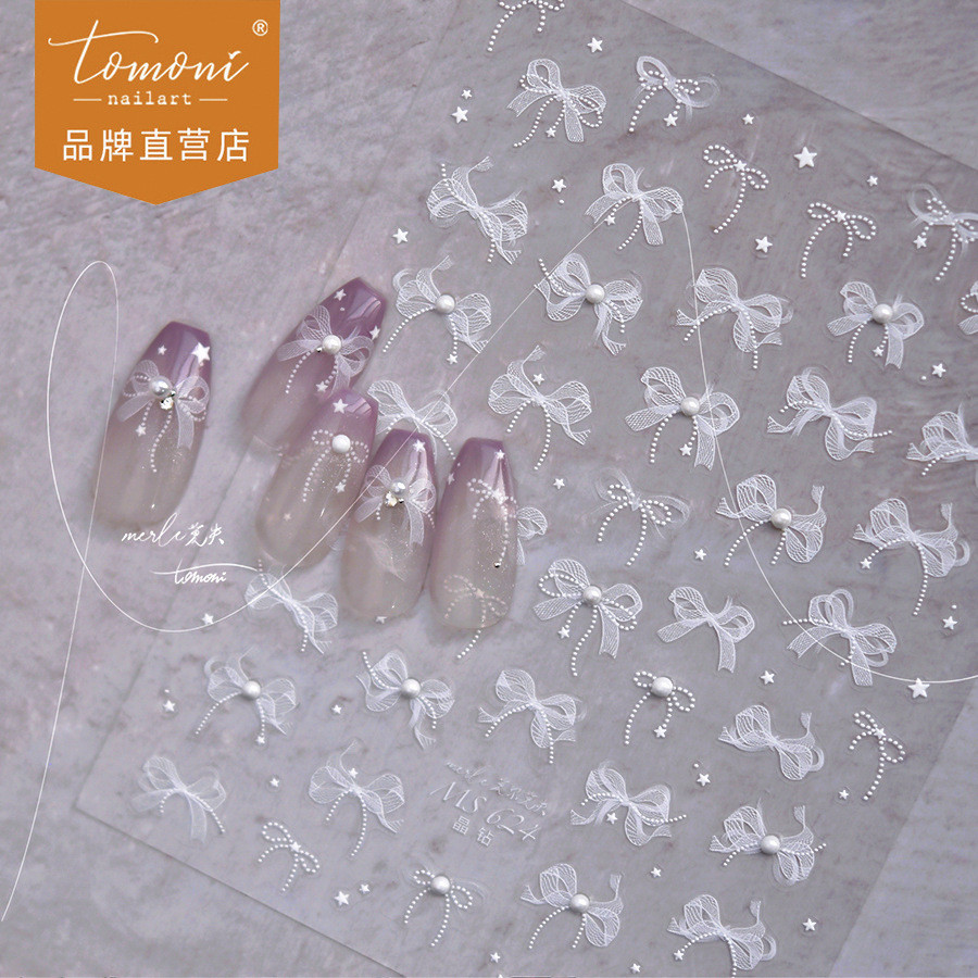 [Meow.Sensei] Tomoni Crystal Diamond Sticker Mo Lost Cooperation Style Mixed Batch Nail Sticker Lace Bow Sticker MS623
