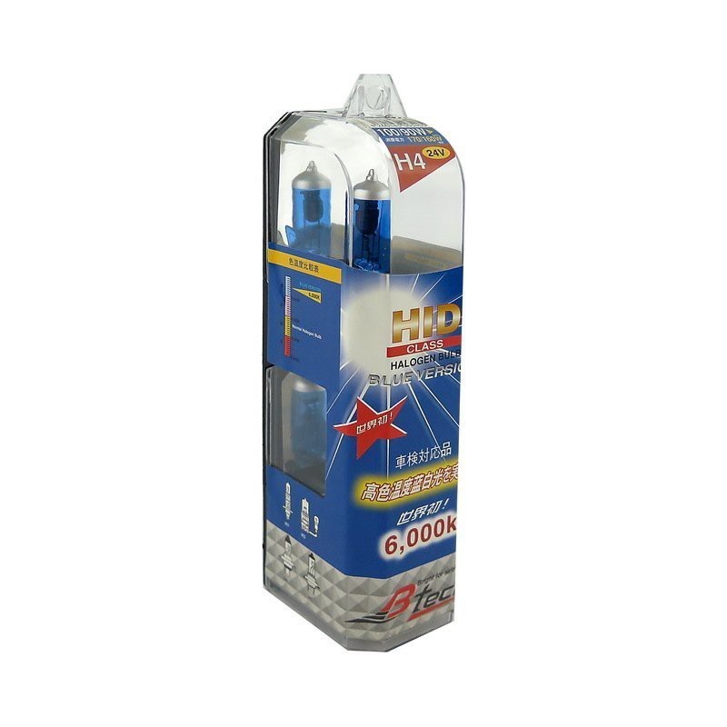 "NEW" Btech หลอดไฟหน้า H4 XENON 24V 100/90W (6000K) สีฟ้า (คู่)ตรงรุ่น ใช้แทนอะไหล่ชิ้นเดิมได้เลย