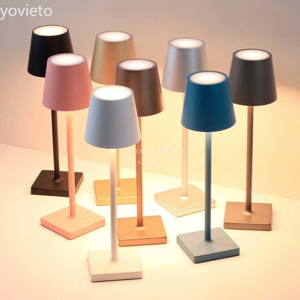 โคมไฟ LED ไร้สาย แบบชาร์จไฟได้ พร้อมระบบควบคุมแบบสัมผัส ลดแสง อุณหภูมิ 3 สี แบบพกพา สไตล์โมเดิร์น