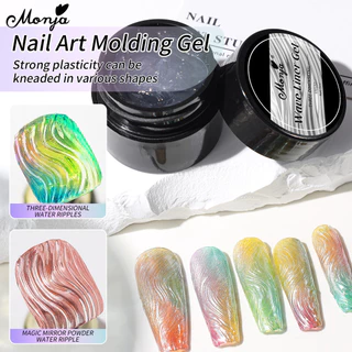 Monja 5ml Wave Liner Gel Molding Polish สําหรับ ภาพวาดรูปแบบน้ําสามารถใช้กับกระจกผงเล็บเครื่องมือ
