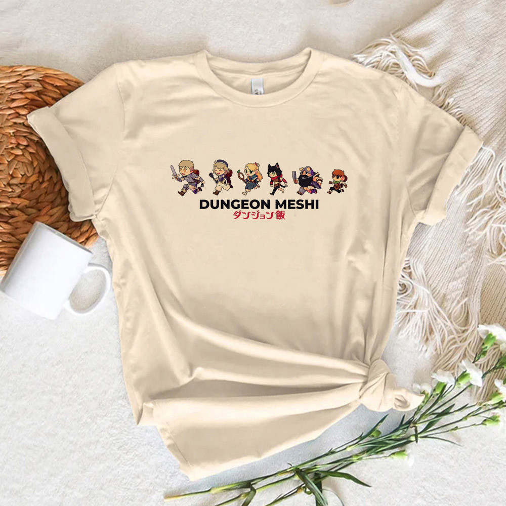Dungeon Meshi เสื ้ อยืดผู ้ หญิงกราฟิก Tee เสื ้ อผ ้ าดีไซเนอร ์ สาว