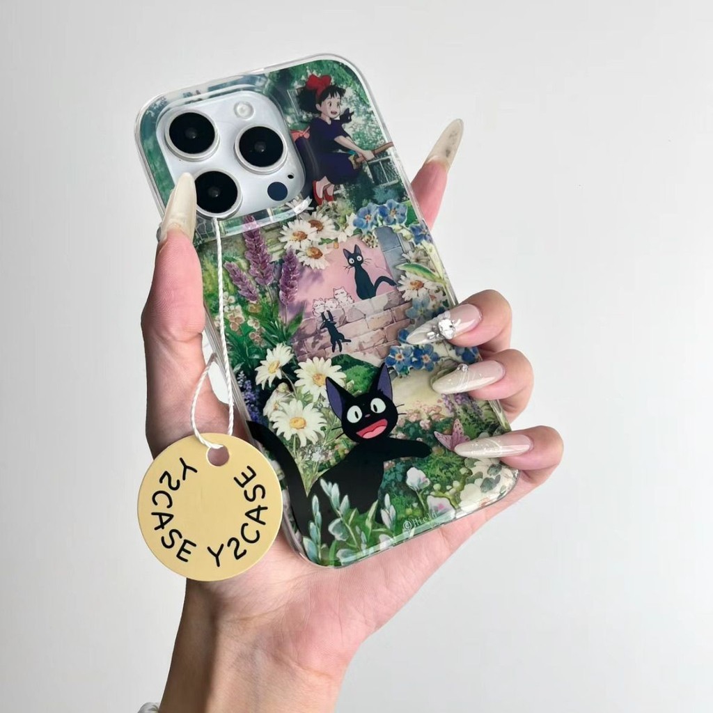 Kiki Jiji เหมาะสําหรับ Apple 15promax เคสโทรศัพท ์ 14/13/12 Soft Case XR/XSMAX/8 Shock-proof 7plus เ