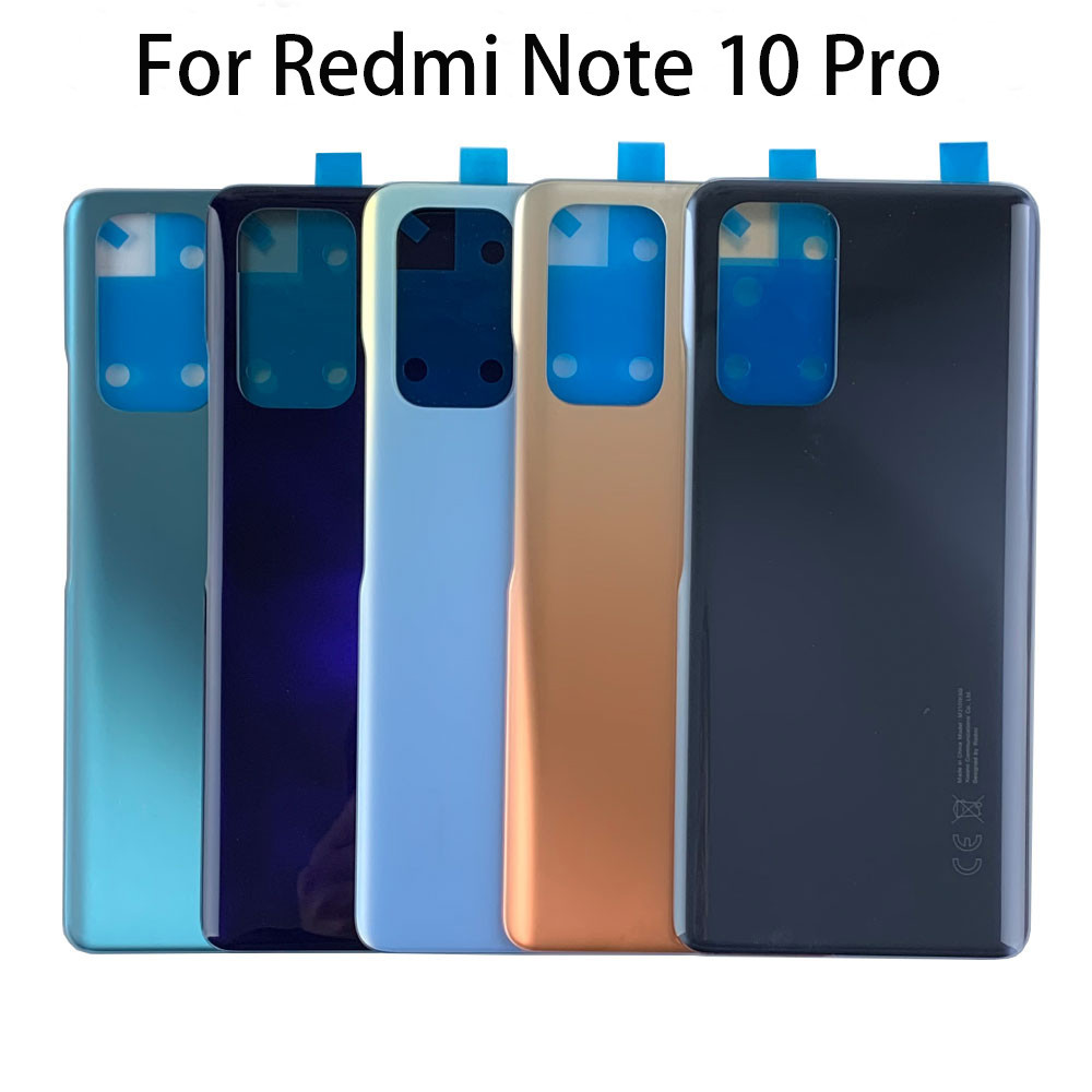 สําหรับ Xiaomi Redmi Note 10 Pro 4G M2101K6G กระจกด้านหลังฝาครอบแบตเตอรี่ด้านหลังประตูกรณีซ่อมเปลี่ยนชิ้นส่วน