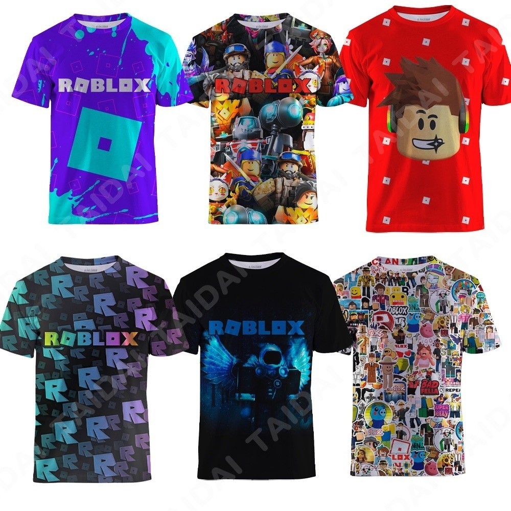 Casual Coolness with Anime เสื ้ อยืดพิมพ ์ ลาย 3 มิติสําหรับการเฉลิมฉลองธีม Roblox สําหรับเด ็ ก