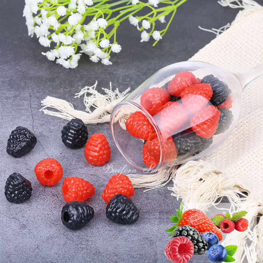 ราสเบอร์รี่ ปลอม ตกแต่งจานอาหาร ราชเบอรี่ ตกแต่งงาน DIY สตอเบอร์รี่หั่น อุปกรณ์ประกอบฉาก พร๊อพถ่ายรูปสินค้า
