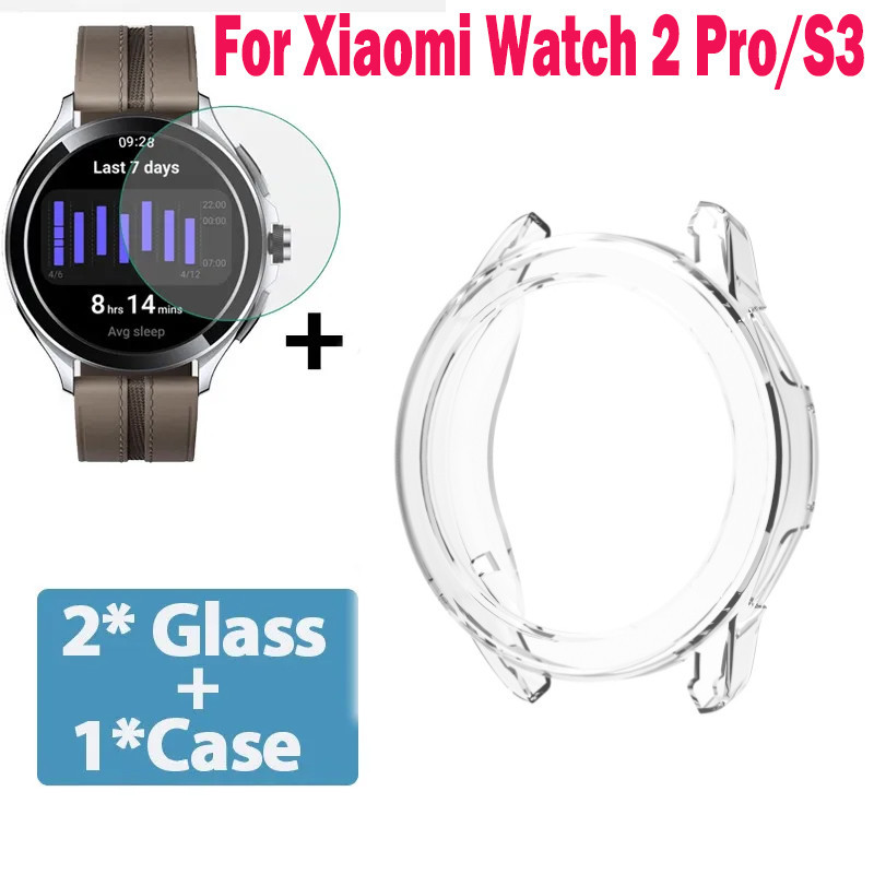 2-in-1 Protector + ป้องกันหน้าจอสําหรับ Xiaomi นาฬิกา 2 Pro/S3 Soft TPU ฝาครอบป้องกันเปลือกฟิล์มกระจกนิรภัยสําหรับ Xiaomi นาฬิกา S3
