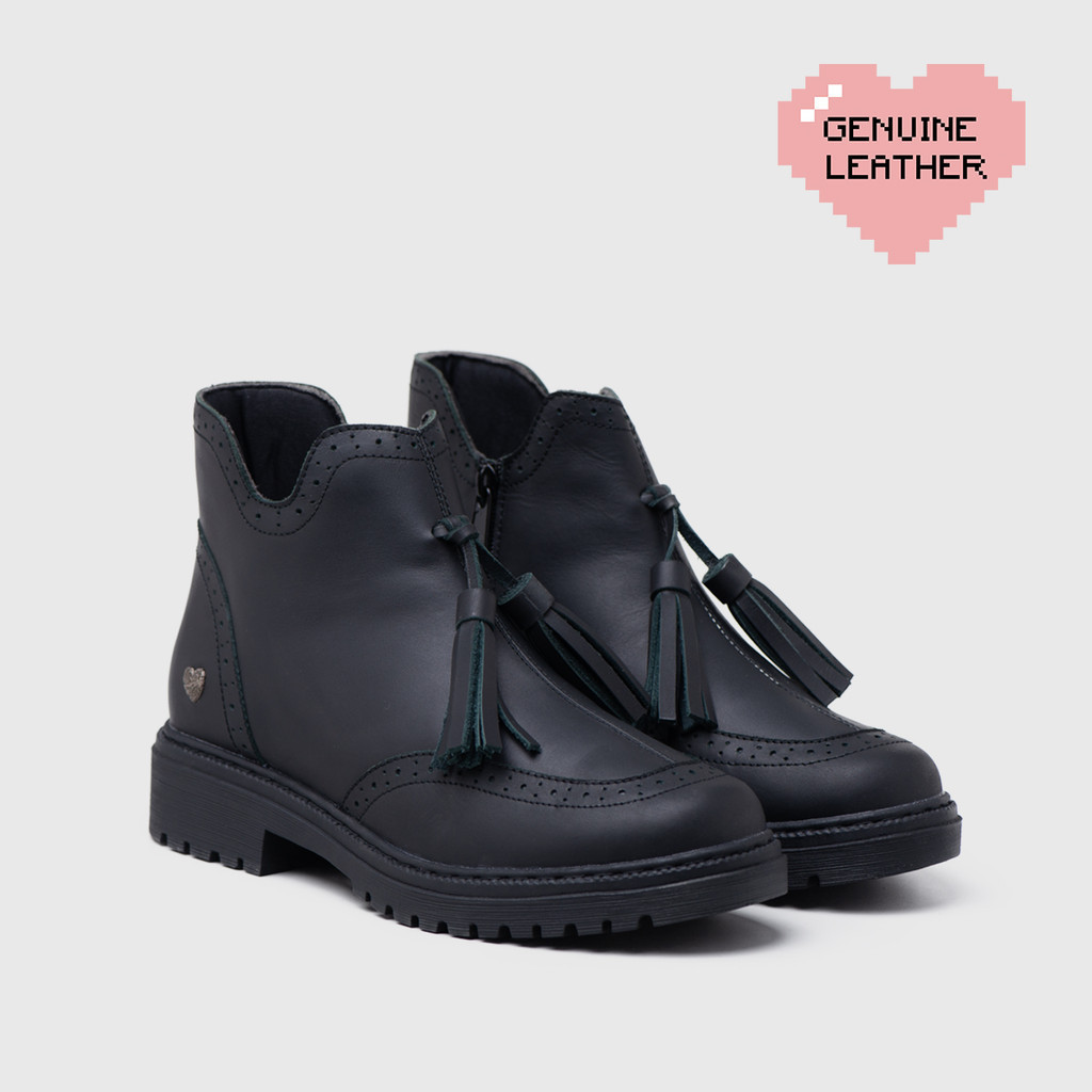 Lovelyprojects - Lorenza Boots หนังแท้ สีดํา - รองเท้าหนัง