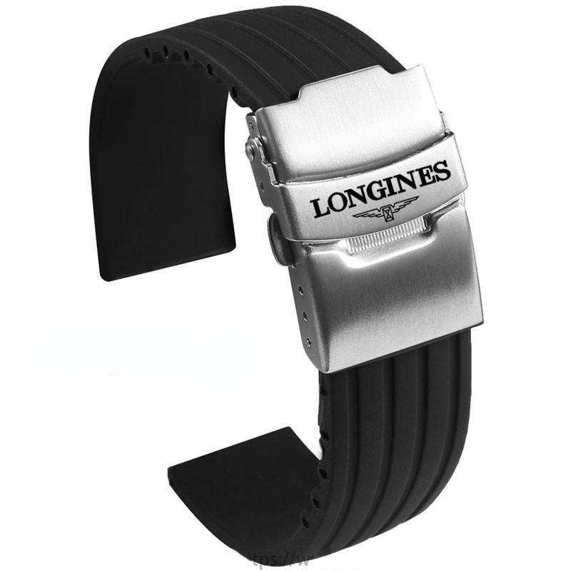 18/19/20/21/22/23/24 มม.สายนาฬิกาซิลิโคนสําหรับ Longines สายคล้องคอ Master Craftsman Moon Phase Concas ยางนาฬิกากีฬาสร้อยข้อมือดําน้ํา