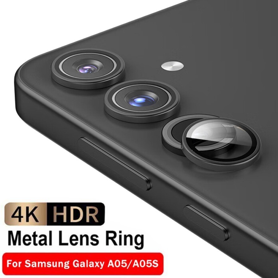 กล้องกระจกนิรภัยป้องกันสําหรับ สำหรับ Samsung Galaxy A05 A05S ฝาครอบกล้องวงแหวนโลหะ