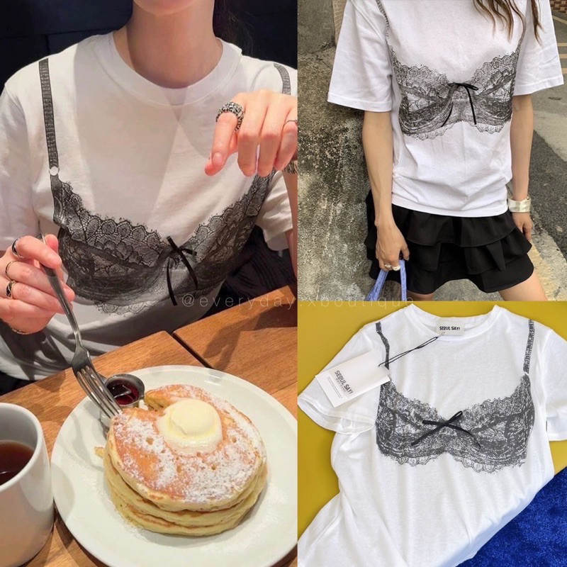 Nuziro เสื้อยืด oversize - แฟชั่นชุดชั้นในเซ็กซี่พิมพ์แขนสั้นผู้หญิงเสื้อยืด #1814