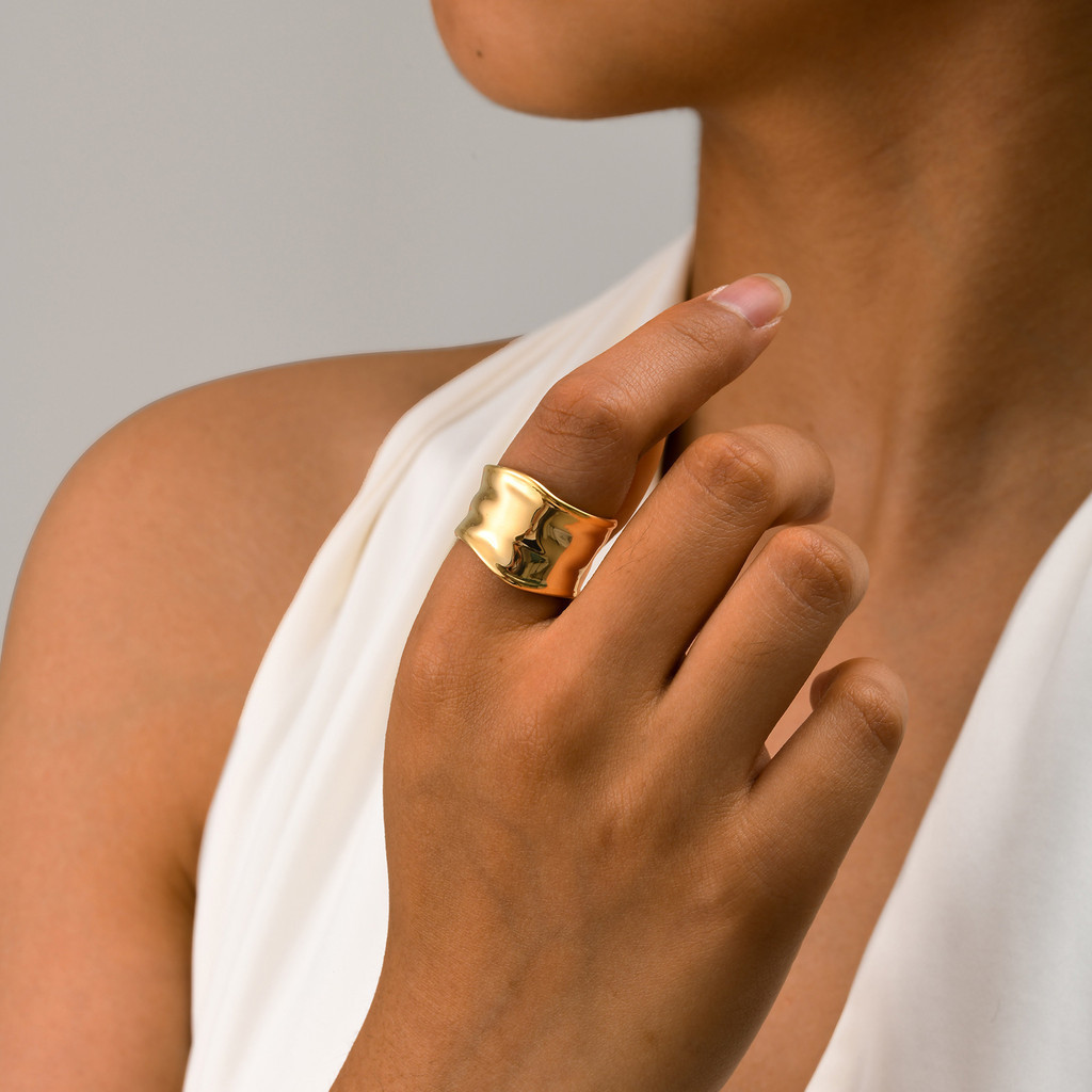 Vnox Hammered Chunky Cuff เปิดแหวน,วินเทจกว้างไม่สม่ําเสมอ Statement แหวนผู้หญิง,สแตนเลสหนาแฟชั่นเครื่องประดับของขวัญ