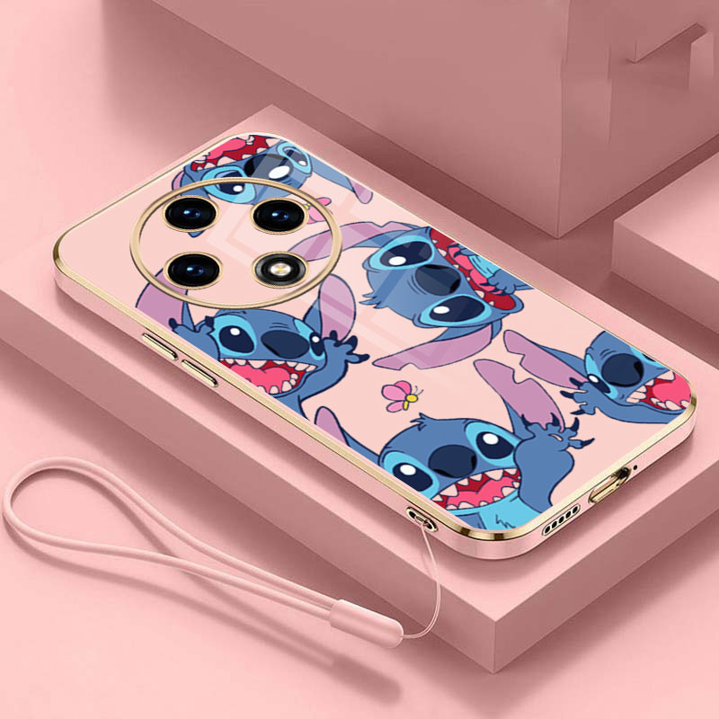 Oppo Reno 12F 5G Reno12F Stitch เคสโทรศัพท์ Anti Drop Protection ฝาครอบความปลอดภัย Electroplated Etraight ขอบปลอก