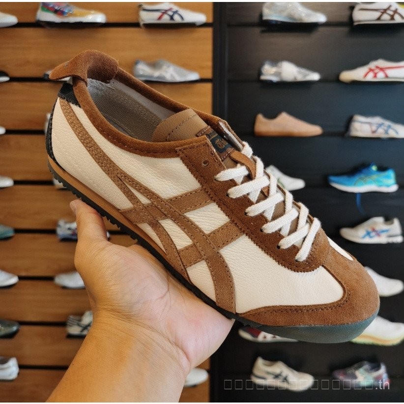 Onitsuka tiger onitsuka tiger mexico 66 slip-on Brown Low Top ผู้ชายผู้หญิงสบายน้ําหนักเบา