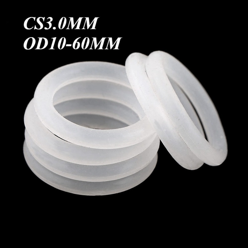 ซิลิโคนสีขาว O-Ring O-Ring แหวนปิดผนึกทนอุณหภูมิสูงแหวนซิลิโคนกันน้ําป้องกันการรั่วซิลิโคนเกรดอาหารซีลปะเก็นอะไหล่ CS3.0 มม.x OD10 ~ 60 มม.
