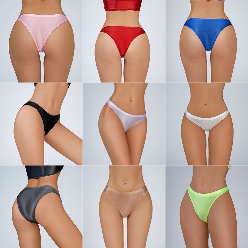 กางเกง No Trace Women\s Oil Pants Seamless Shiny Tanga Thongs Briefs