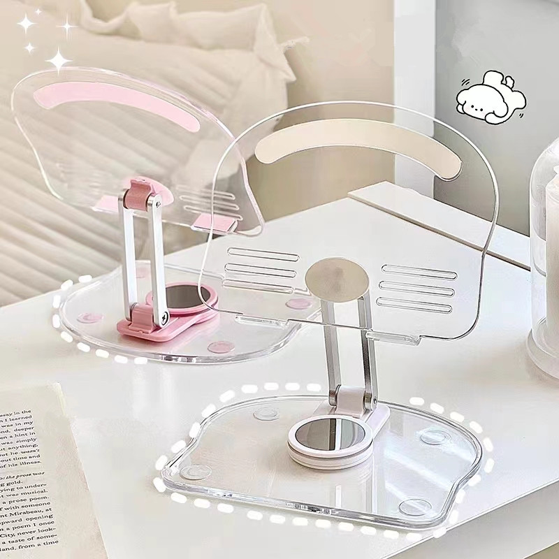 ที่ตั้งโทรศัพท์หมุน360องศา อะคริลิค พับได้ ปรับได้ แบบใส ตั้งโต๊ะ แบบพกพา ขาตั้งแท็บเล็ต ขาตั้งไอแพด ตั้งโทรศัพท์