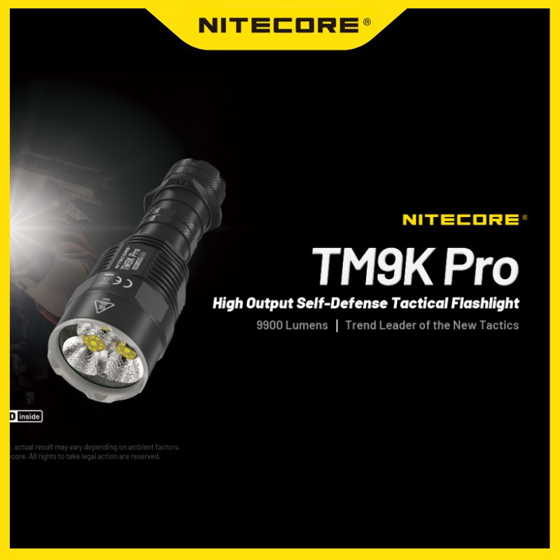 Nitecore TM9K PRO 9900Lumens ไฟฉายยุทธวิธีเอาต์พุตสูง, ชาร์จ Type-C, แบตเตอรี่ Bulit-In 5000mAh