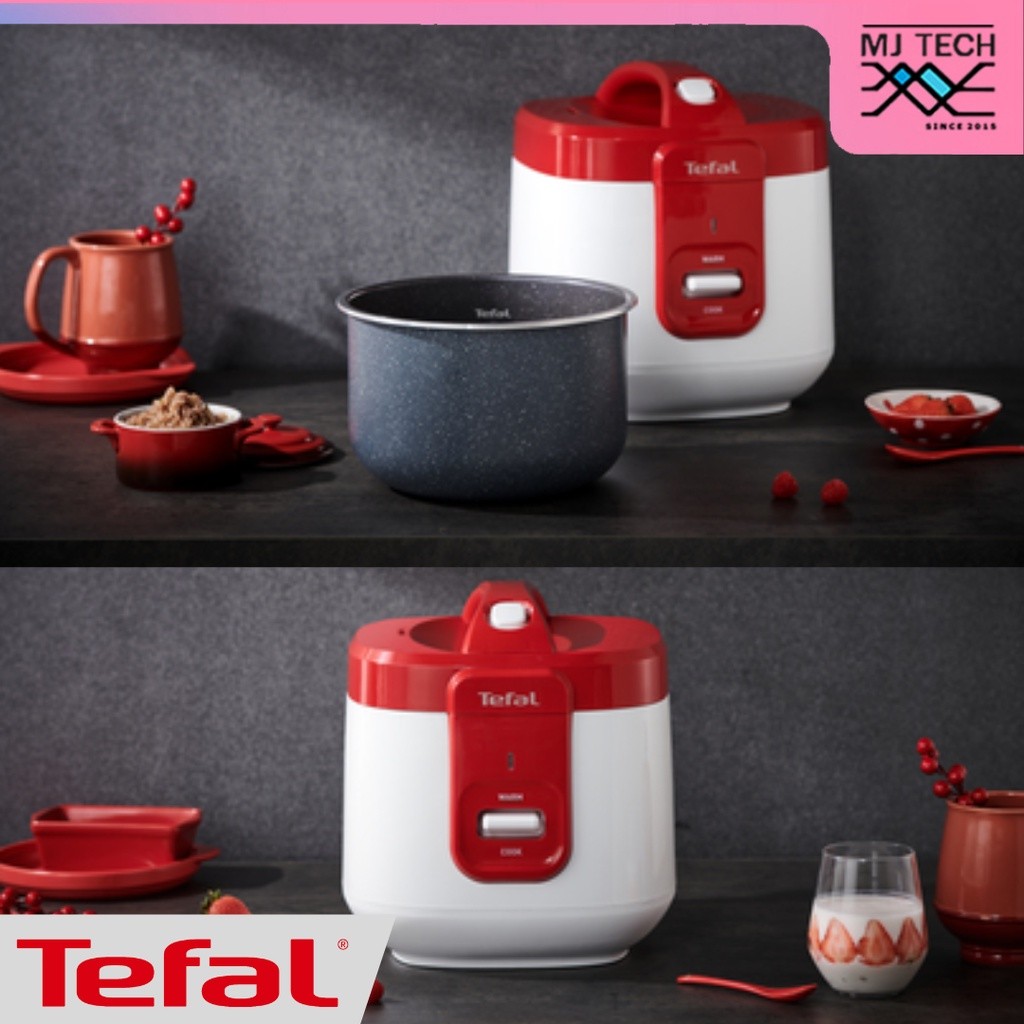 หอมนุ่ม TEFAL หม้อหุงข้าว อุ่นทิพย์ หม้อเคลือบลายหินอ่อน รุ่น RK362 ความจุ 2 ลิตร 700 วัตต์ สีขาว-แด