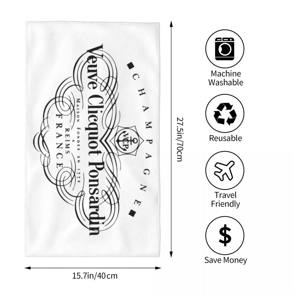 Veuve Clicquot โลโก้ผ้าขนหนูดูดซับ Square ผ้าเช็ดตัวผ้าเช็ดตัวชายหาดผ้าเช็ดตัววิ่งฟิตเนสโยคะผ้าเช็ดต