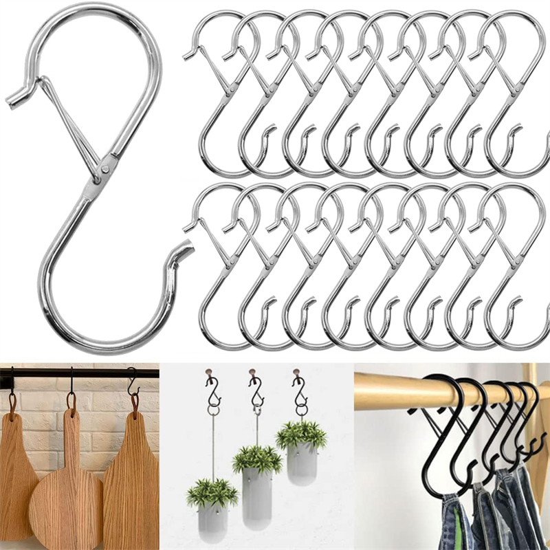 โลหะ S-Shaped Hook พร้อมหัวเข็มขัดสวน Windproof Anti Drop แขวน Clasp พืชเสื้อผ้าแขวน-หมวกกระเป๋าผ้าเช็ดตัว Key Holders