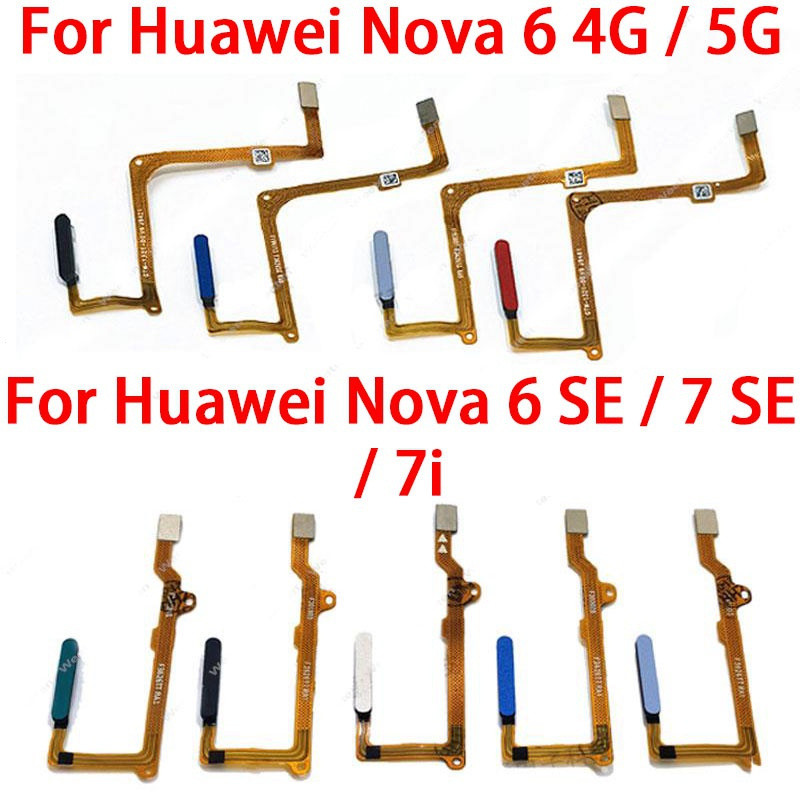 ปุ่มไฟ Fingeprint Sensor Flex Cable สําหรับ Huawei Nova 6 6SE 7i 7SE 4G 5G ปุ่มปิด FingerPrint Senso