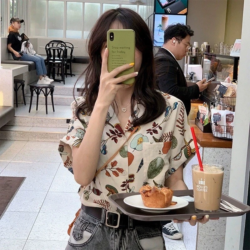 Couture เสื้อเชิ้ตแขนสั้น ผ้าชีฟอง ลายดอกไม้ thumbnail 10