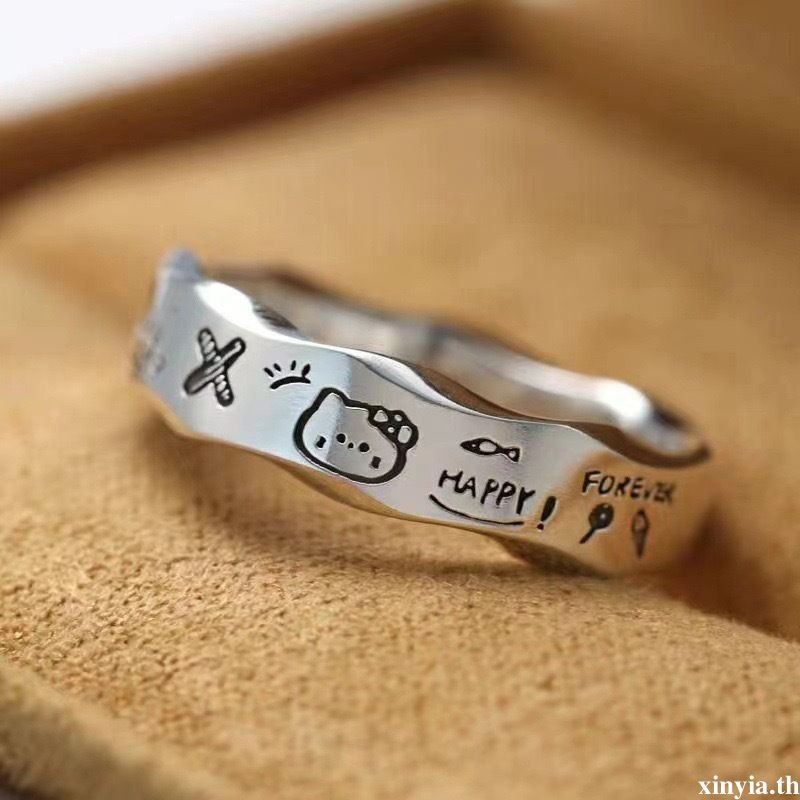 Minimalist Graffiti Wave Edged แหวนผู้หญิง Niche อเนกประสงค์เปิดแหวนแฟชั่น Patcha แหวนสุนัขxinyia.th