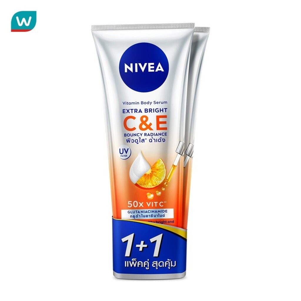 Nivea นีเวีย วิตามิน บอดี้ เซรั่ม เอ็กซ์ตร้า ไบรท์ ซี แอนด์ อี 300 มล. แพ็คคู่ ผิวกระจ่างใส