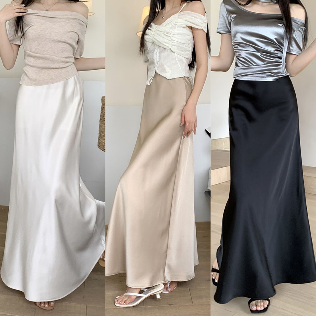 🌟Soroh🌟กระโปรงผู้หญิง สีพื้น เรียบหรูดูแพง ยืดกำลังดี ผ้านิ่ม🌠กระโปรงยาว สไตล์เกาหลี แฟชั่น ใส่สบาย🌙#3117