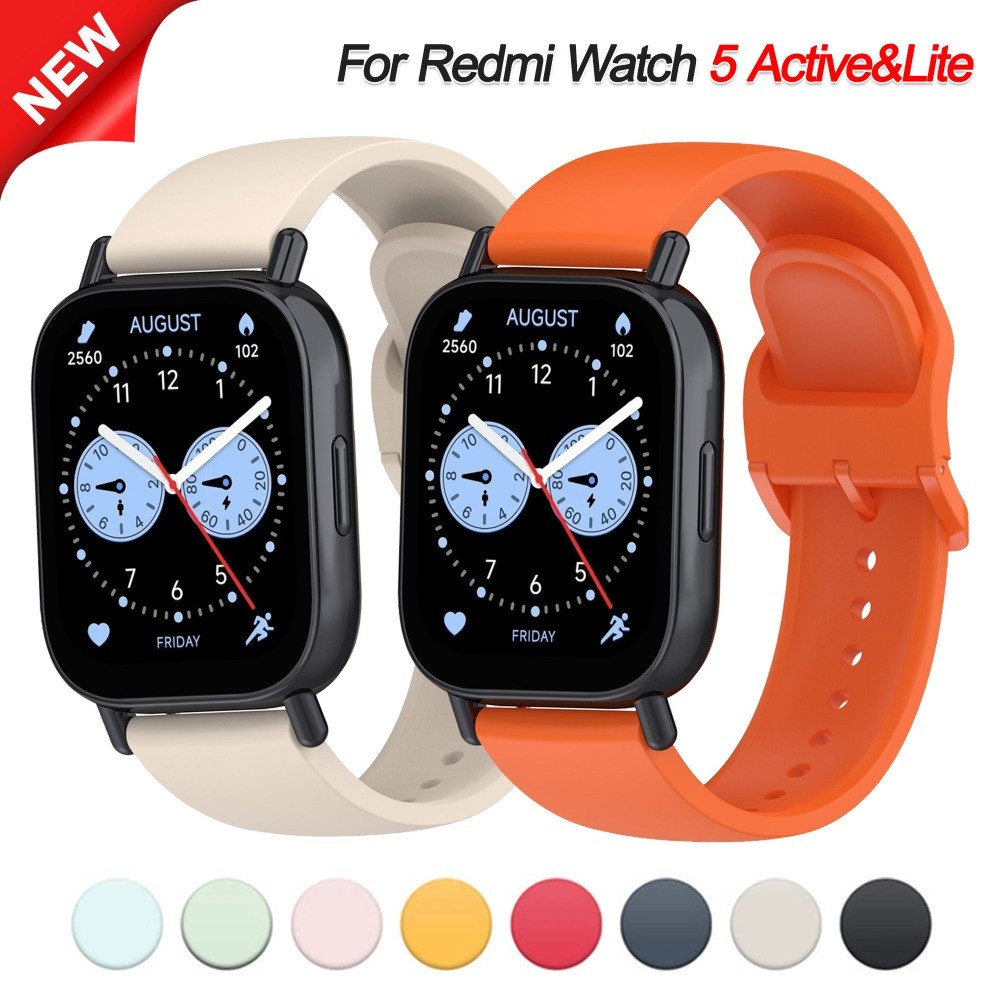 สายซิลิโคนสีทึบสําหรับ Redmi Watch 5 Active & Lite กีฬาสําหรับ Redmi Watch 5 Lite สายนาฬิกา