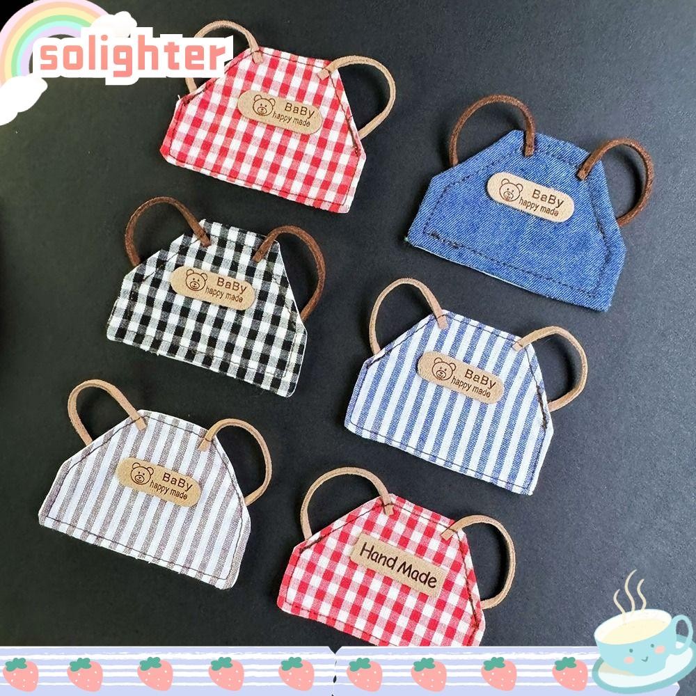 Solighter เปลี่ยน Retro Denim ผ้ากันเปื้อน, DIY สําหรับ 10-15 ซม.ตุ๊กตา Labubu ลายผ้ากันเปื้อน, Handmade Mini ตุ๊กตาชุดของเล่นตุ๊กตาอุปกรณ์เสริมสําหรับ Labubu ตุ๊กตา