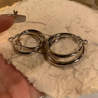 Roselife S925 Silver Sweet Cool Simple Chunky วงกลม Unisex Hoop ต่างหูสําหรับผู้หญิงผู้ชายสไตล์เรขาคณิตรอบทุกวันเครื่องประดับหู