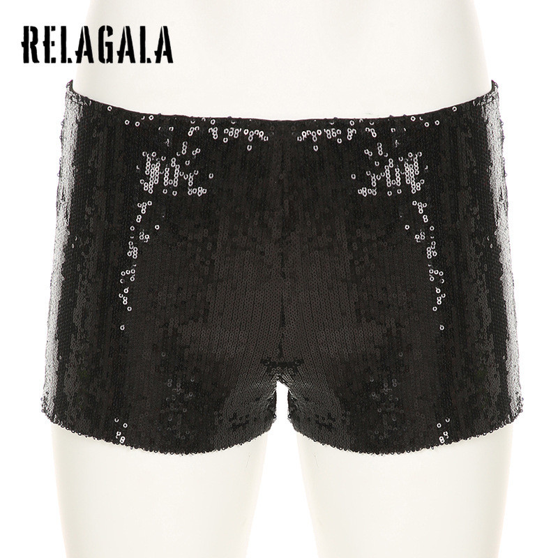 RELAGALA Womens 2025 เซ็กซี่กลิตเตอร์เอวต่ําแฟชั่นใหม่กางเกงขาสั้นสตรีท - รูปที่ 4