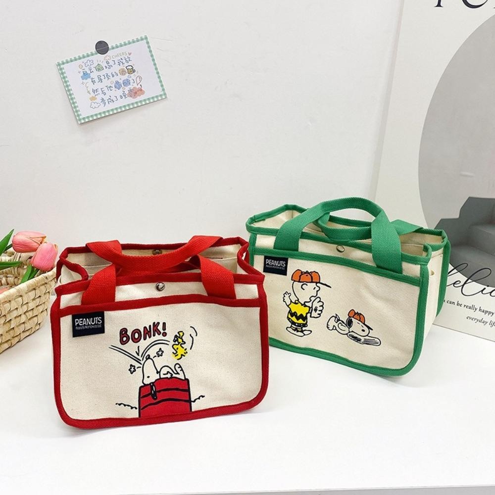 Uumir Snoopy Tote Bag,การ์ตูนพิมพ์ถุงอาหารกลางวันความจุสูง,น่ารักผ้าใบมัลติฟังก์ชั่กระเป๋าถือการ์ตูน