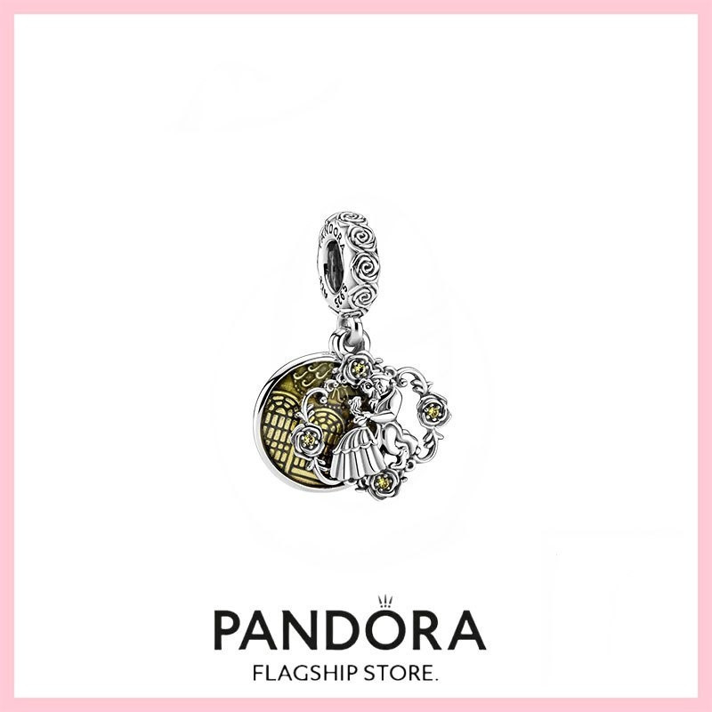 [Duty Free] 100% S925 เงินสเตอร์ลิง Disney Beauty and the Beast Dancing Dangle Charm I9W9