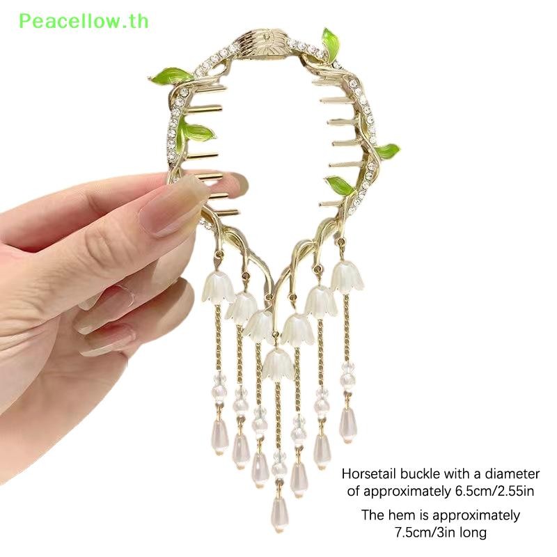 คลิปกรงเล็บผมดอกไม้กล้วยไม้ Peacellow พร้อมพู่ - เครื่องประดับผม TH - รูปที่ 3