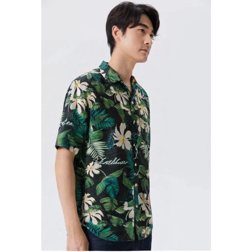 เสื้อฮาวายลายดอก คอปกแขนสั้น กระดุมหน้า ผู้ชาย thumbnail 3