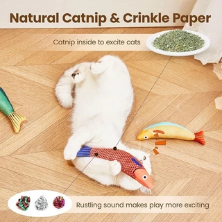 3D จําลอง Catnip ปลาของเล่น Interactive Sounding Plush Goldfish หมอนสําหรับลูกแมว Chew Bite Cat Supplies